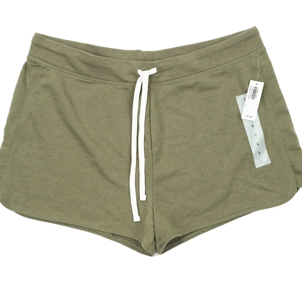 New OLD NAVY Size L French-Terry Drawstring Shorts for Women in Olive